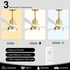 Ventilatore da soffitto a LED integrato da 48 e 52 pollici con luce e telecomando, motore CC reversibile