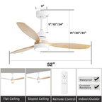 Ventilatore da soffitto a LED integrato da 48 e 52 pollici con luce e telecomando, motore CC reversibile