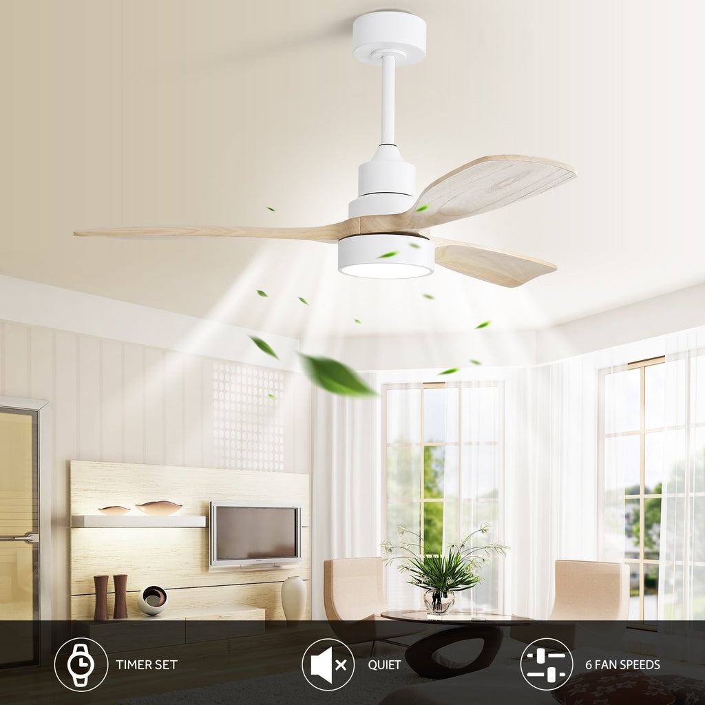 Ventilatore da soffitto a LED integrato da 48 e 52 pollici con luce e telecomando, motore CC reversibile