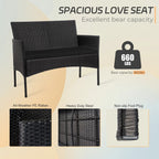 Set di 4 mobili da giardino in vimini per conversazione, set di mobili da esterno in rattan con cuscini