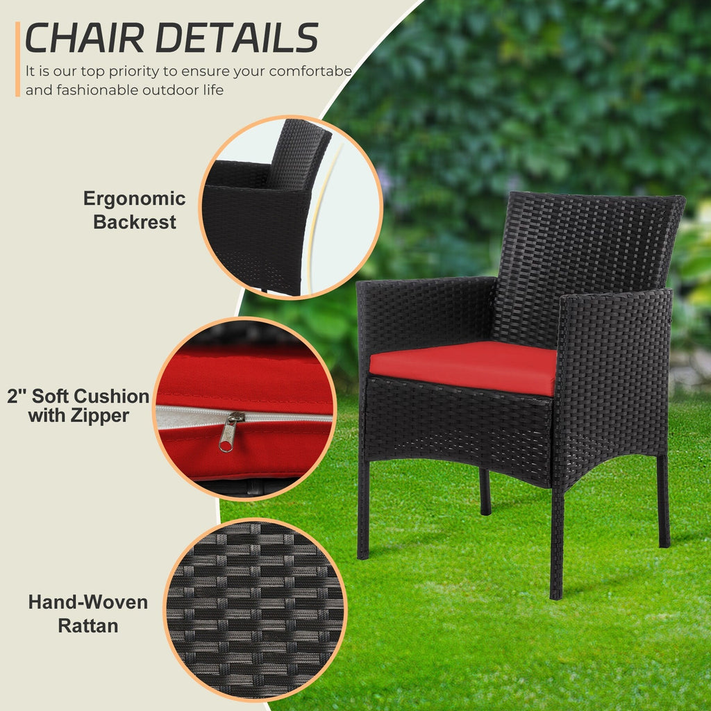 Set di 4 mobili da giardino in vimini per conversazione, set di mobili da esterno in rattan con cuscini