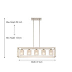 Lampadario rettangolare in cristallo moderno di metà secolo da 37 pollici a 5 luci per sala da pranzo - 37 pollici