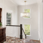 Lampadario moderno a tamburo rotondo a 5 luci, lampadario classico semi-incassato, lampada a sospensione per isola cucina e sala da pranzo