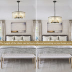 Lampadario moderno a tamburo rotondo a 5 luci, lampadario classico semi-incassato, lampada a sospensione per isola cucina e sala da pranzo