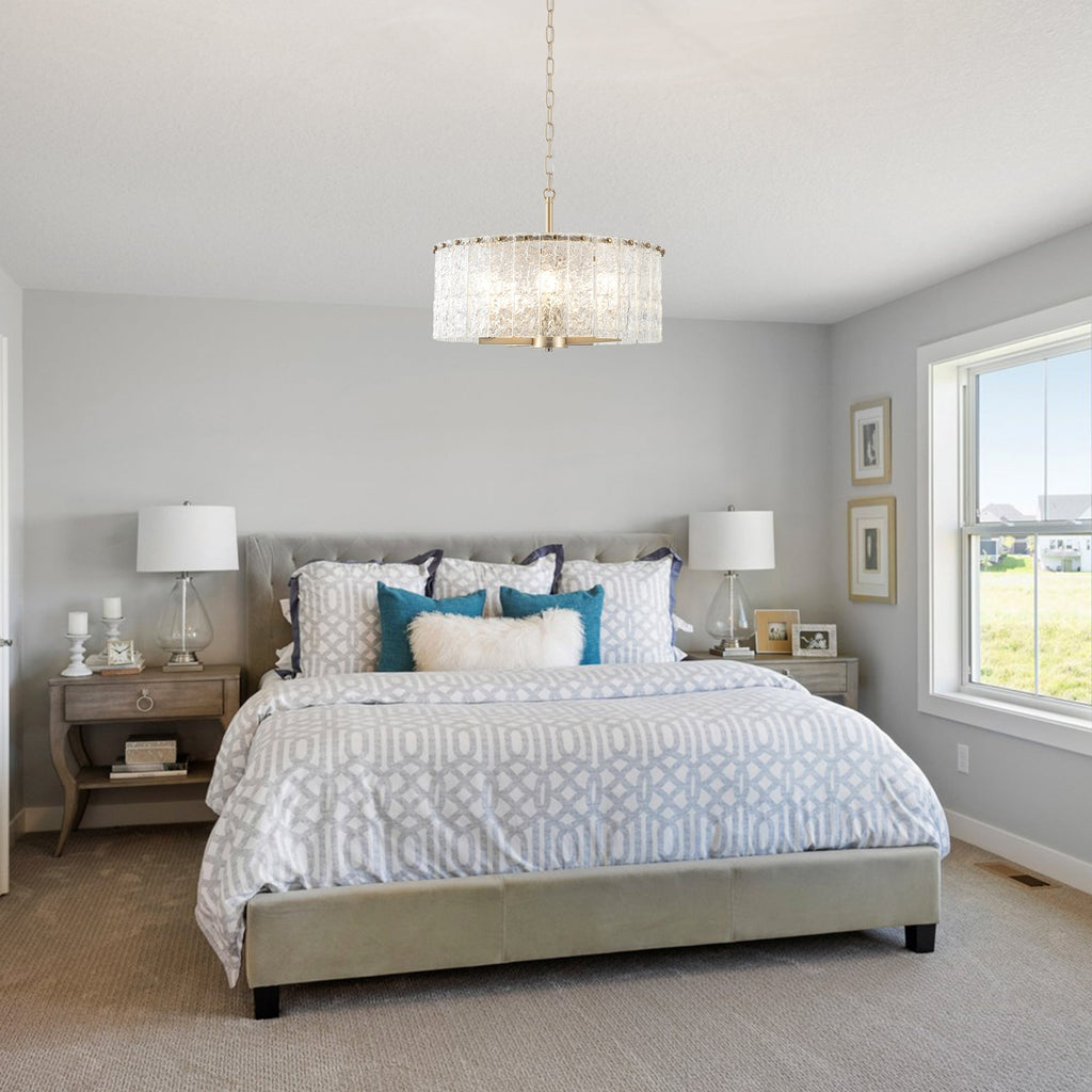 Lampadario moderno a tamburo rotondo a 5 luci, lampadario classico semi-incassato, lampada a sospensione per isola cucina e sala da pranzo