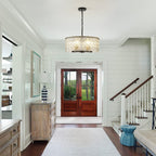 Lampadario moderno a tamburo rotondo a 5 luci, lampadario classico semi-incassato, lampada a sospensione per isola cucina e sala da pranzo