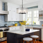 Lampadario moderno a tamburo rotondo a 5 luci, lampadario classico semi-incassato, lampada a sospensione per isola cucina e sala da pranzo