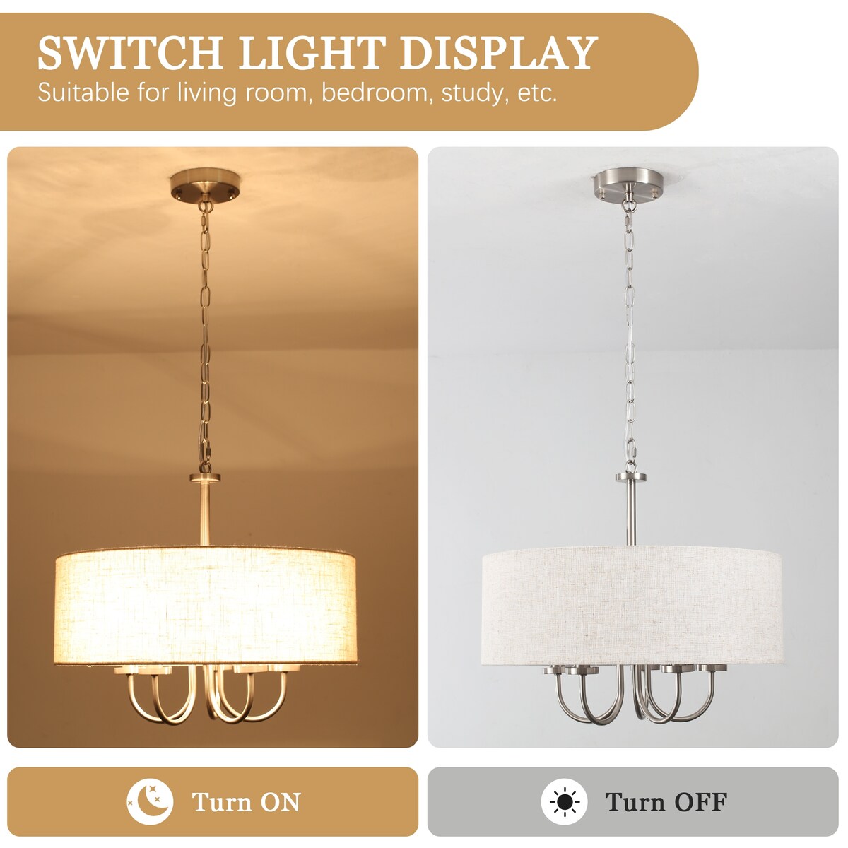 Lampada da soffitto moderna a 5 luci con montaggio a semi-incasso per sala da pranzo, camera da letto, soggiorno - N/D