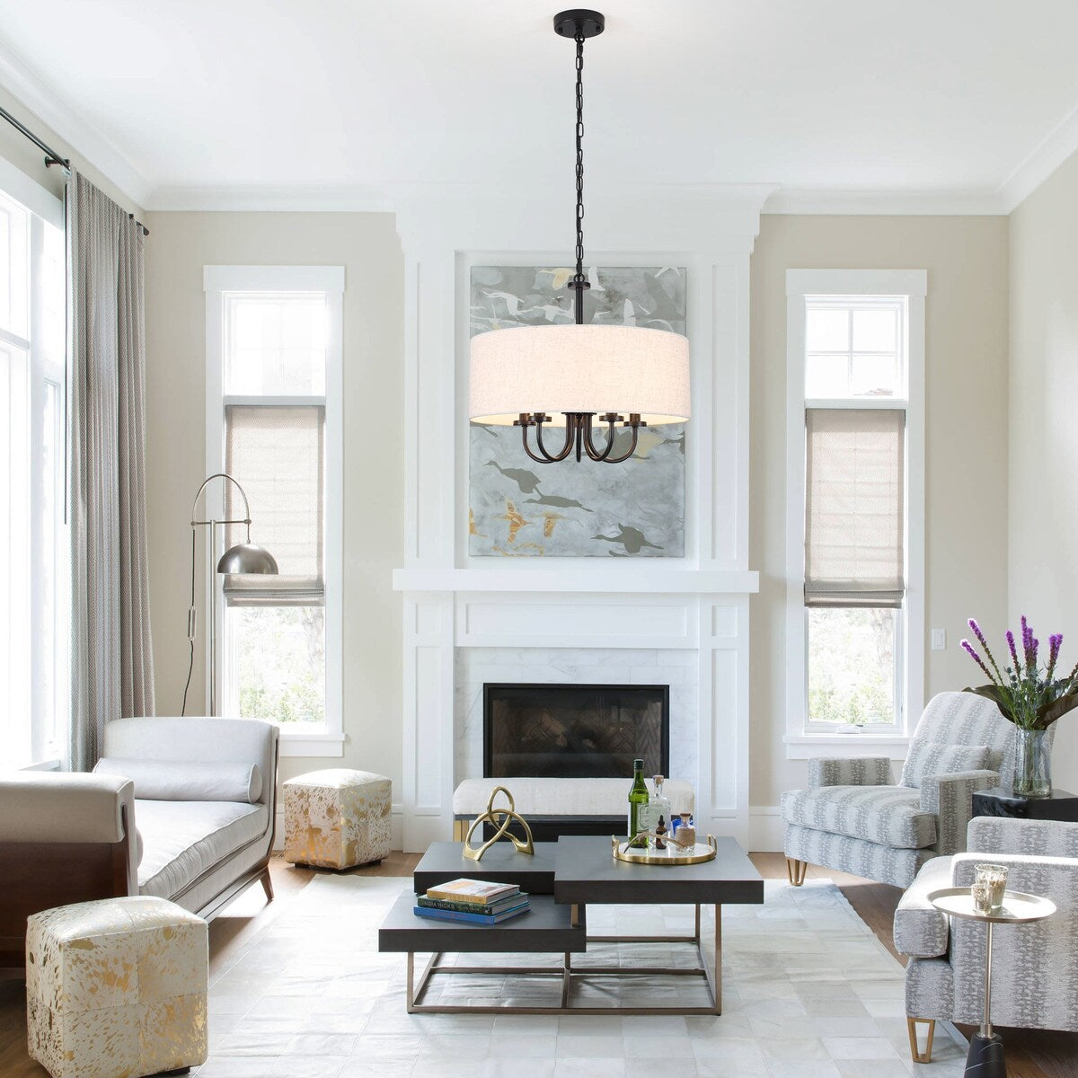 Lampada da soffitto moderna a 5 luci con montaggio a semi-incasso per sala da pranzo, camera da letto, soggiorno - N/D