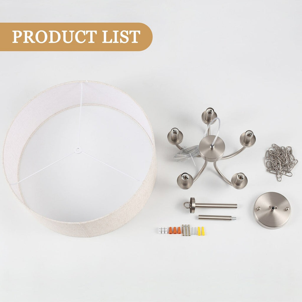 Lampada da soffitto moderna a 5 luci con montaggio a semi-incasso per sala da pranzo, camera da letto, soggiorno - N/D