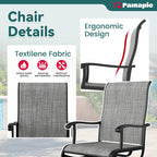 Set da pranzo per esterni in metallo da 5 pezzi con tavolo quadrato e sedie girevoli in textilene