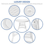 Set da pranzo in vimini bianco in resina da 5 pezzi