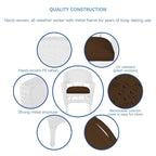 Set da pranzo in vimini bianco in resina da 5 pezzi