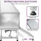 Vasca per toelettatura regolabile in acciaio inossidabile da 50'' con rampa - Argento