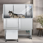 Vasca per toelettatura regolabile in acciaio inossidabile da 50'' con rampa a gradini