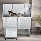 Vasca per toelettatura regolabile in acciaio inossidabile da 50'' con rampa a gradini