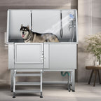 Vasca per toelettatura regolabile in acciaio inossidabile da 50'' con rampa a gradini