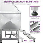 Vasca per toelettatura regolabile in acciaio inossidabile da 50'' con rampa a gradini