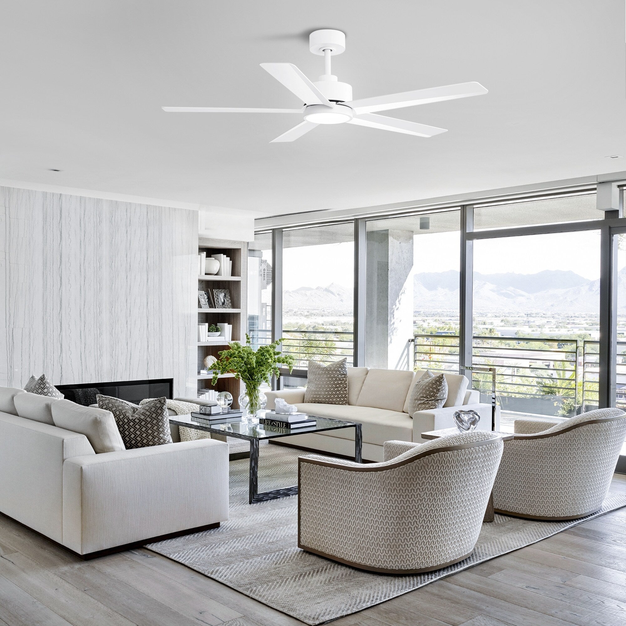 Ventilatore da soffitto a LED Breezary 65/52/42 a 5 pale con kit luci e telecomando