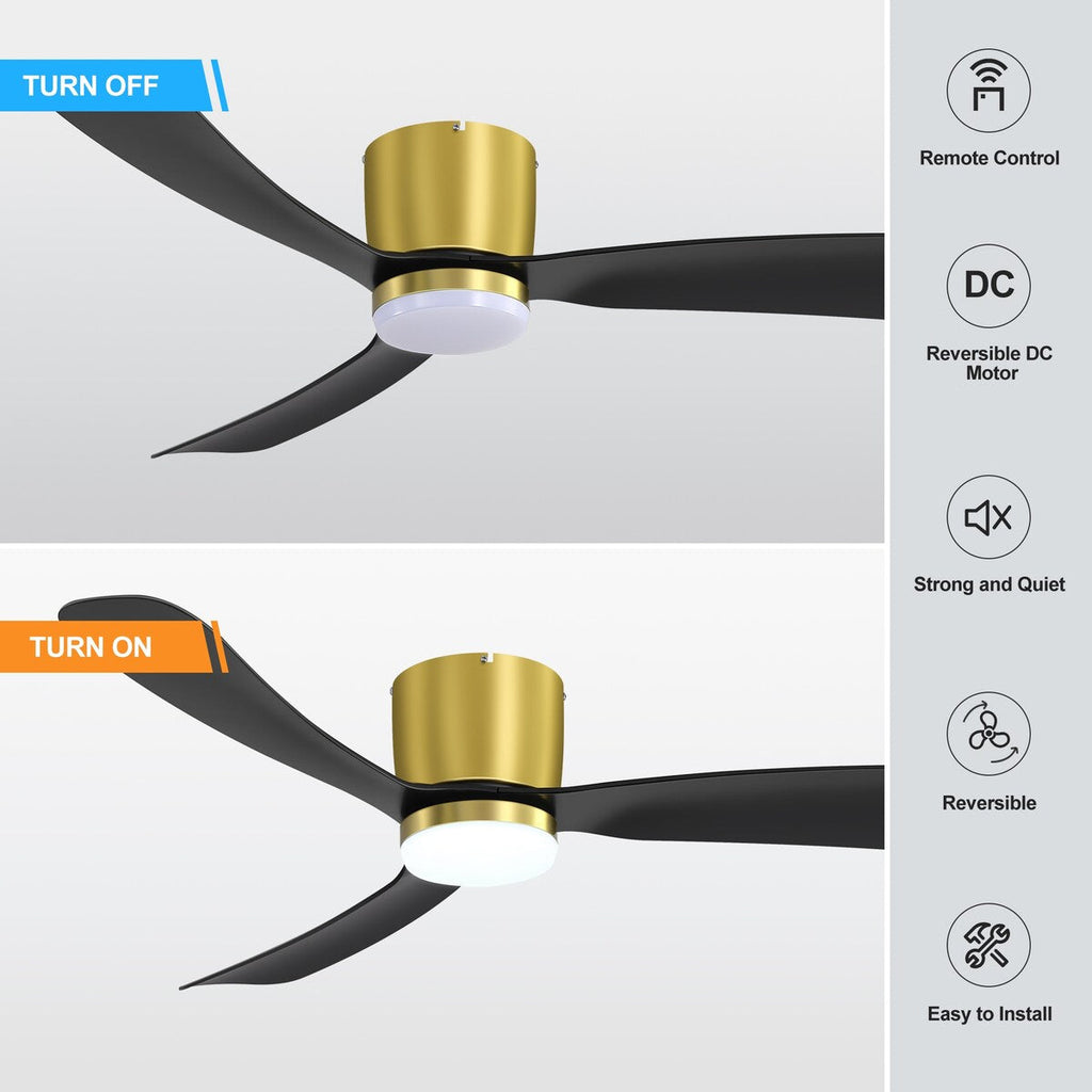 Ventilatore da soffitto a LED da 52 pollici nero/bianco con telecomando (3 pale)