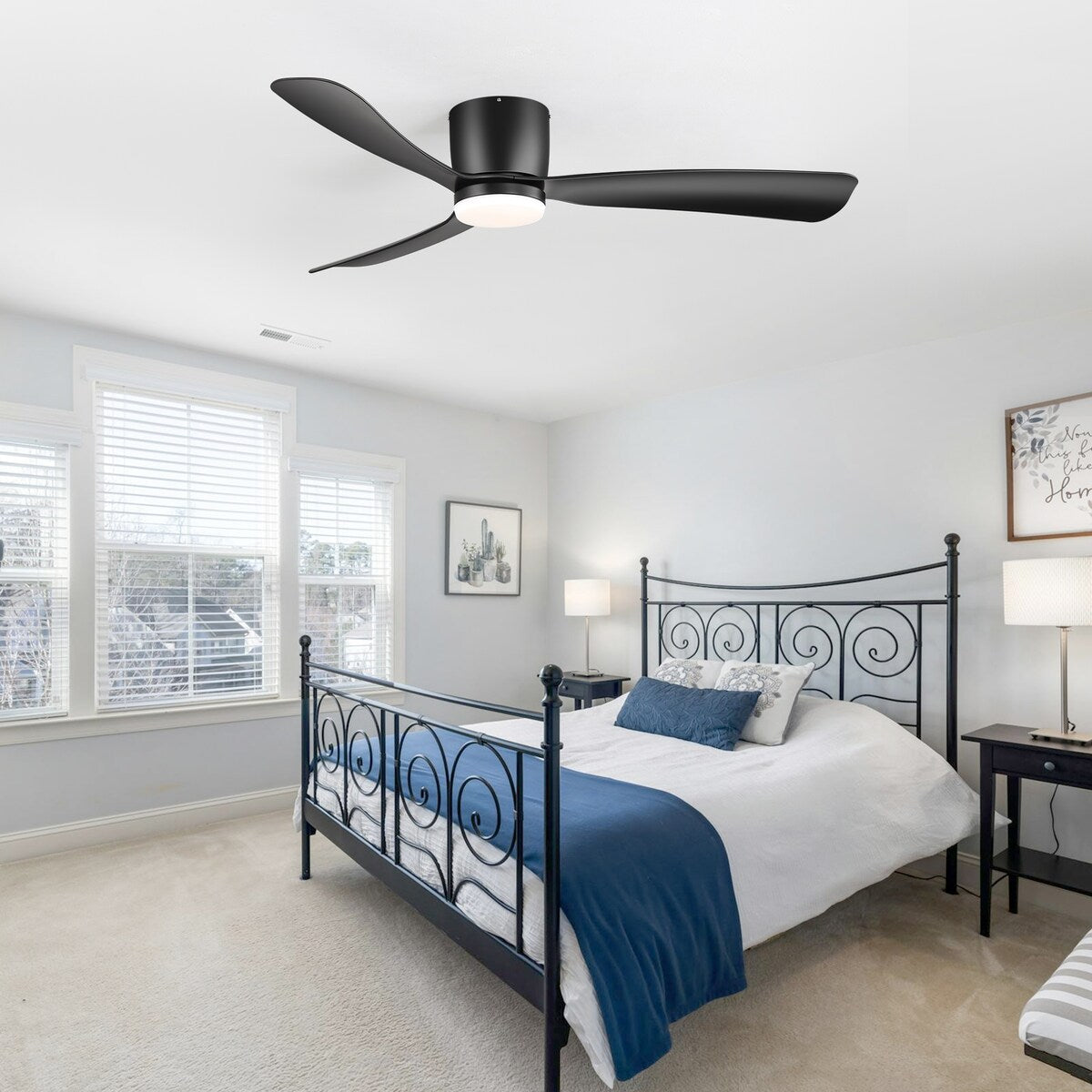 Ventilatore da soffitto a LED da 52 pollici nero/bianco con telecomando (3 pale)