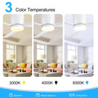 Ventilatore da soffitto a LED da 52 pollici nero/bianco con telecomando (3 pale)