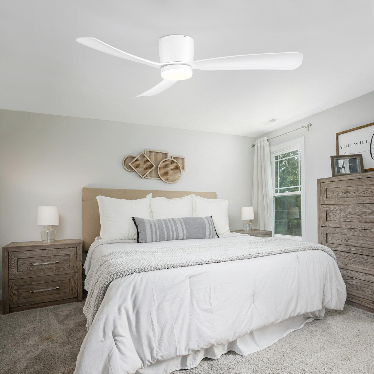 Ventilatore da soffitto a LED da 52 pollici nero/bianco con telecomando (3 pale)