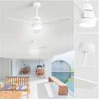 Ventilatore da soffitto a LED integrato da 48 e 52 pollici con luce e telecomando, motore CC reversibile