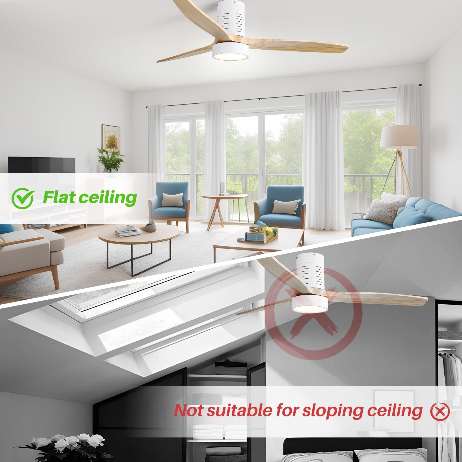 Ventilatore da soffitto a filo in stile fattoria da 52 pollici con luce e telecomando, motore CC reversibile