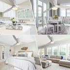 Ventilatore da soffitto a filo in stile fattoria da 52 pollici con luce e telecomando, motore CC reversibile