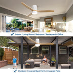 Ventilatore da soffitto a filo in stile fattoria da 52 pollici con luce e telecomando, motore CC reversibile