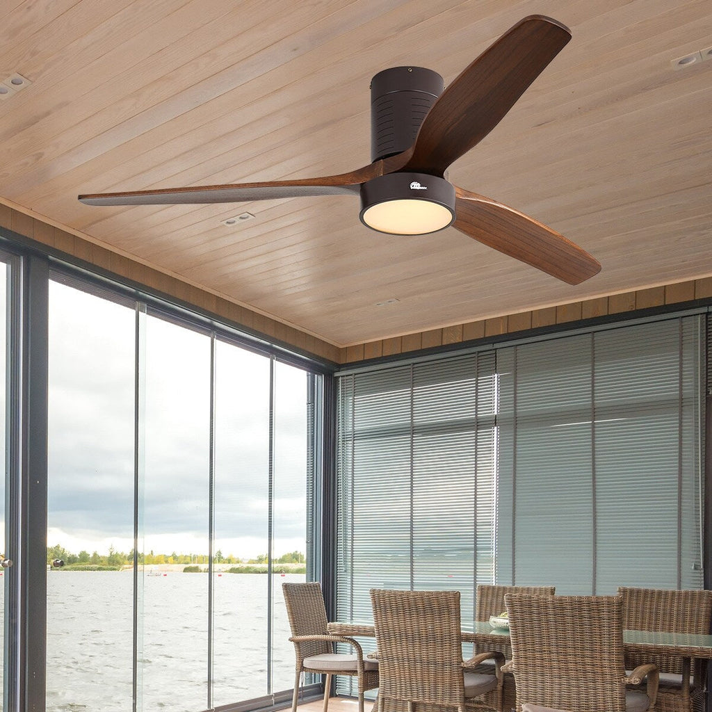 Ventilatore da soffitto a filo in stile fattoria da 52 pollici con luce e telecomando, motore CC reversibile