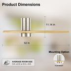 Ventilatore da soffitto a filo in stile fattoria da 52 pollici con luce e telecomando, motore CC reversibile