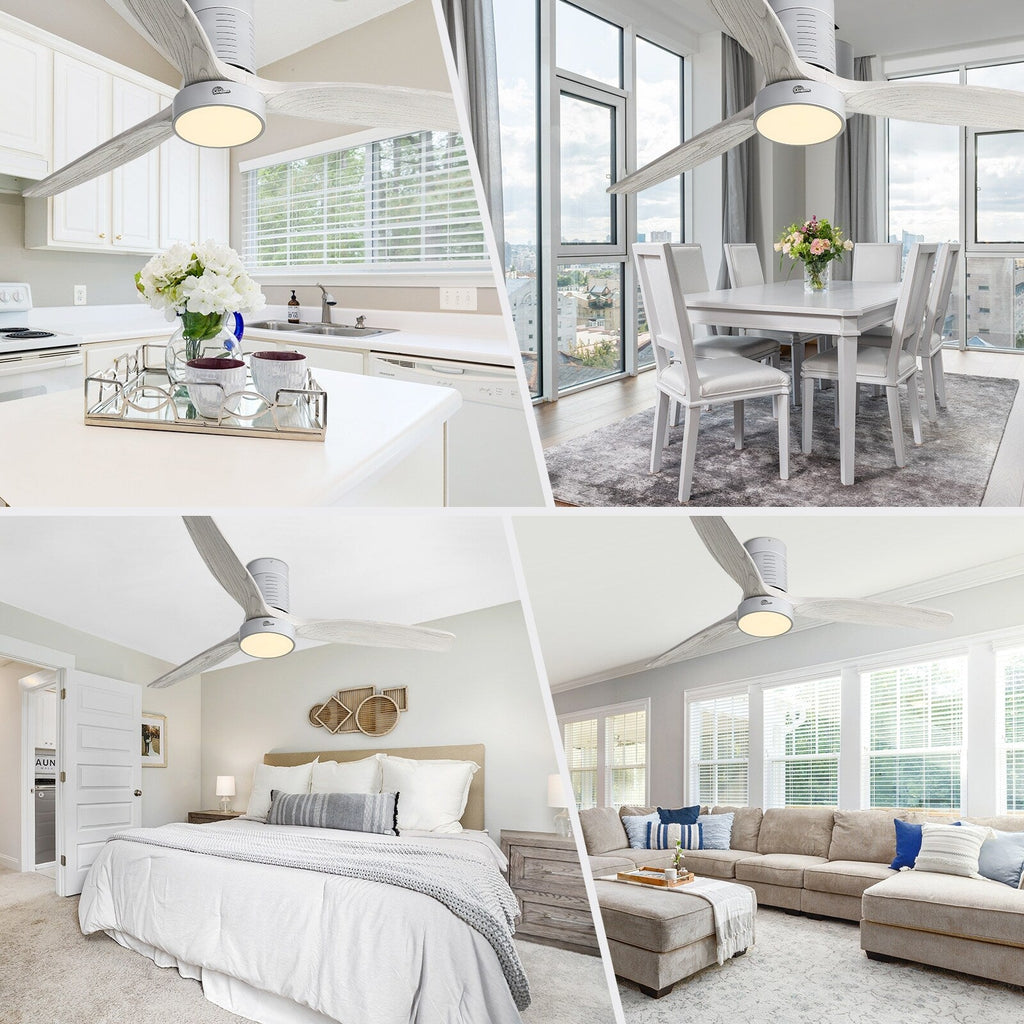 Ventilatore da soffitto a filo in stile fattoria da 52 pollici con luce e telecomando, motore CC reversibile