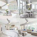 Ventilatore da soffitto a filo in stile fattoria da 52 pollici con luce e telecomando, motore CC reversibile