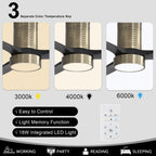 Ventilatore da soffitto a filo in stile fattoria da 52 pollici con luce e telecomando, motore CC reversibile