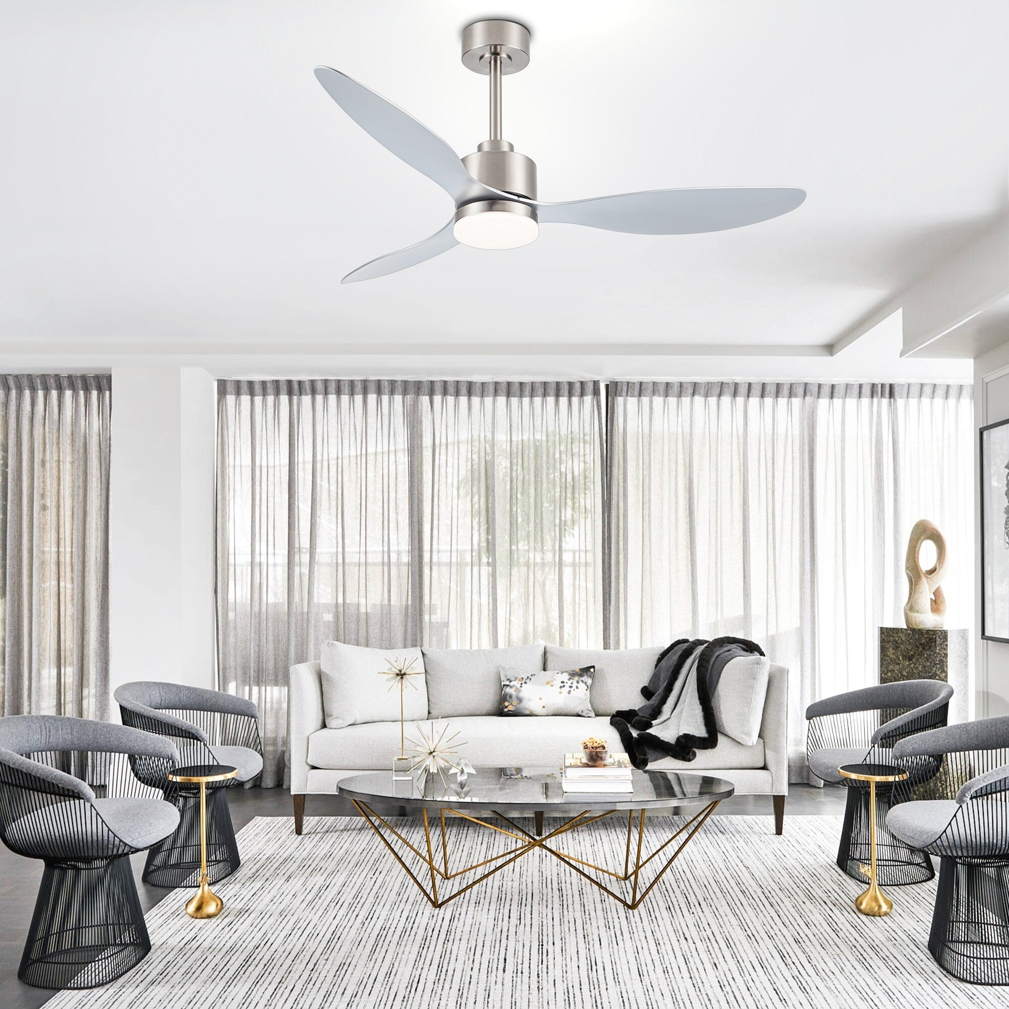 Ventilatore da soffitto a LED da 52 pollici con telecomando per luci (3 pale)