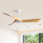 Ventilatore da soffitto moderno in legno massello/ABS da 52 pollici con telecomando (senza luce), 6 velocità del vento, flusso d'aria reversibile