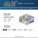 Ventilatore da soffitto moderno in legno massello/ABS da 52 pollici con telecomando (senza luce), 6 velocità del vento, flusso d'aria reversibile