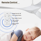 Ventilatore da soffitto moderno in legno massello/ABS da 52 pollici con telecomando (senza luce), 6 velocità del vento, flusso d'aria reversibile