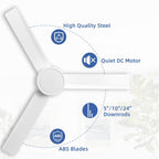 Ventilatore da soffitto moderno in legno massello/ABS da 52 pollici con telecomando (senza luce), 6 velocità del vento, flusso d'aria reversibile