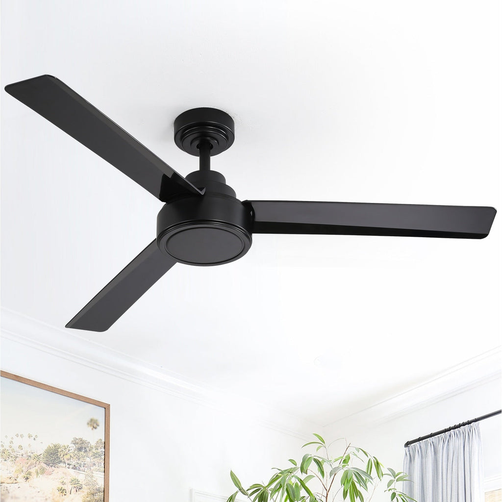 Ventilatore da soffitto moderno in legno massello/ABS da 52 pollici con telecomando (senza luce), 6 velocità del vento, flusso d'aria reversibile