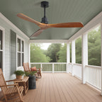 Ventilatore da soffitto moderno in legno massello/ABS da 52 pollici con telecomando (senza luce), 6 velocità del vento, flusso d'aria reversibile