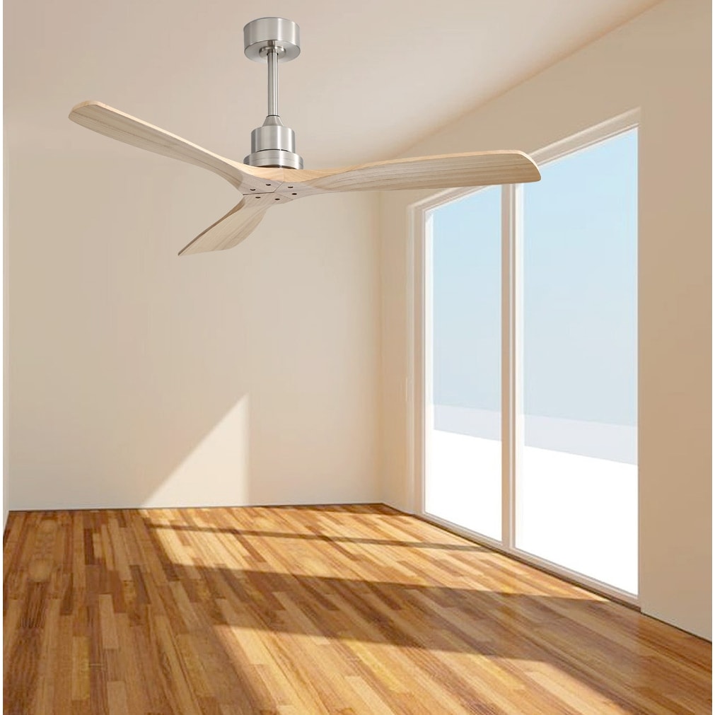 Ventilatore da soffitto moderno in legno massello/ABS da 52 pollici con telecomando (senza luce), 6 velocità del vento, flusso d'aria reversibile