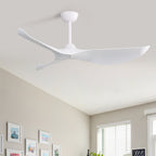 Ventilatore da soffitto moderno in legno massello/ABS da 52 pollici con telecomando (senza luce), 6 velocità del vento, flusso d'aria reversibile