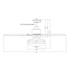 Ventilatore da soffitto reversibile in legno da 52 pollici con 5 pale e 3 luci e telecomando
