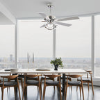 Ventilatore da soffitto moderno a LED dimmerabile da interno cromato/nero da 52 pollici con luce e telecomando