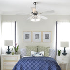 52 Ventilatore da soffitto in cristallo moderno a 4 luci con telecomando