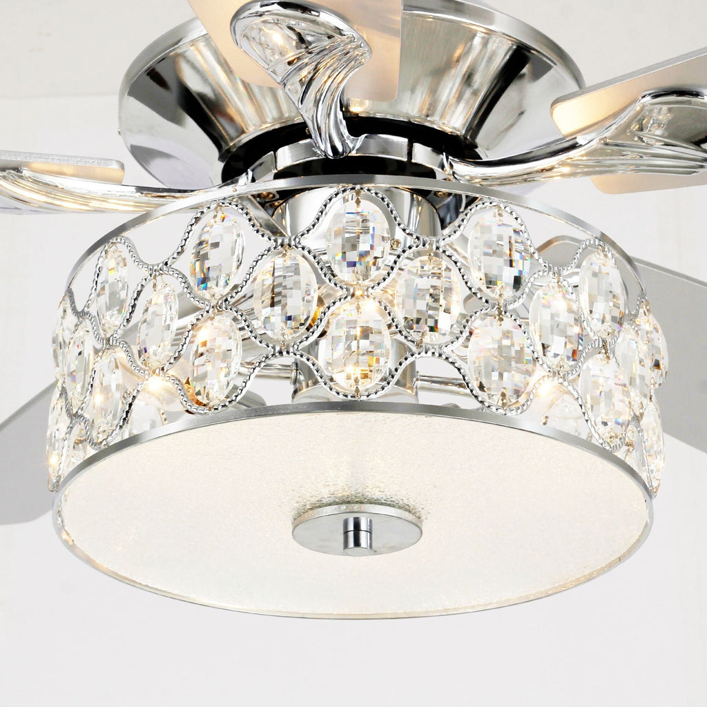 52 Ventilatore da soffitto in cristallo moderno a 4 luci con telecomando
