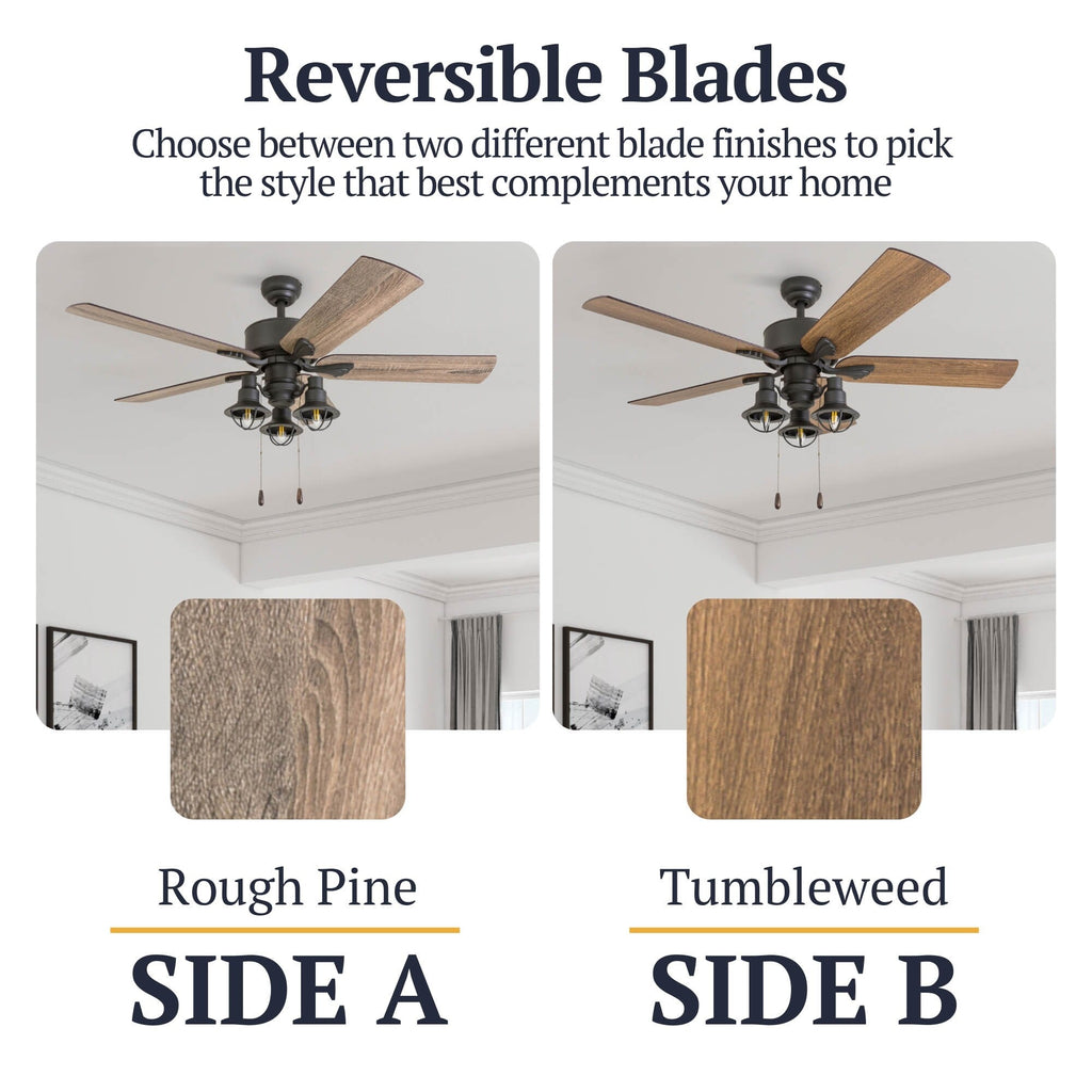 52 Prominence Home Sivan Bronze Farmhouse Ventilatore da soffitto a LED con luce, telecomando